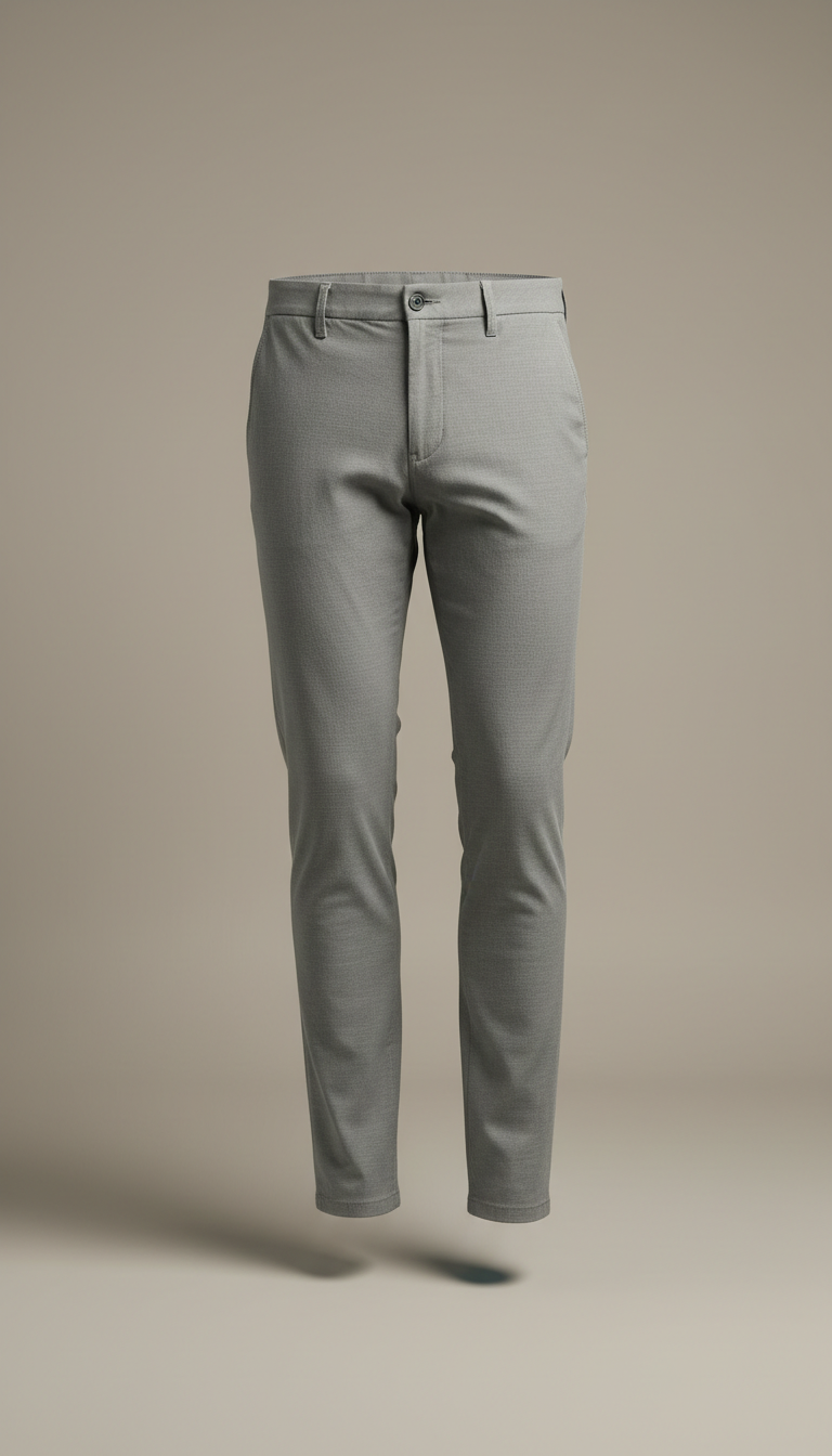 Slim-Fit Cotton Trouser in Stone Grey